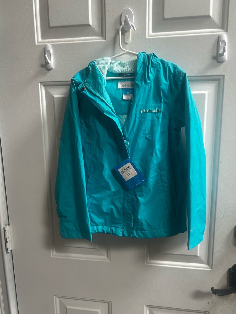 Columbia Youth Nylon Teal Shell Jacket with Hood Sz S